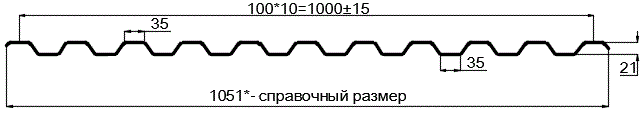 Фото: Профнастил оцинкованный С21 х 1000 (ОЦ-01-БЦ-0.45) в Павловском Посаде