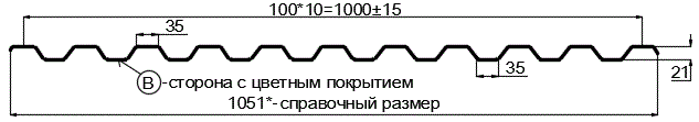 Фото: Профнастил С21 х 1000 - B (ПЭ-01-5005-0.4±0.08мм) в Павловском Посаде