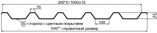 Фото: Профнастил С44 х 1000 - B (PURMAN-20-Tourmalin-0.5) в Павловском Посаде