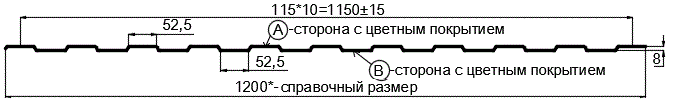 Фото: Профнастил С8 х 1150 - B Двусторонний (ПЭ_Д-01-8017-0.4±0.08мм) в Павловском Посаде