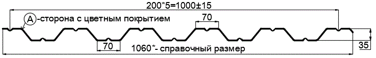 Фото: Профнастил НС35 х 1000 - A (PURMAN-20-Tourmalin-0.5) в Павловском Посаде