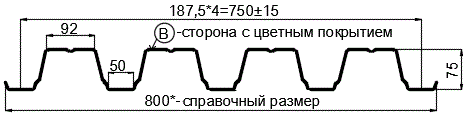 Фото: Профнастил Н75 х 750 - B (ПЭ-01-3005-0.65) в Павловском Посаде