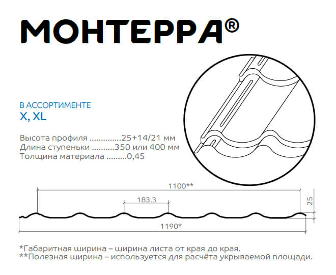 Профиль декоративный Монтерра-X (ПЭ-01-2004-0.45) в Павловском Посаде