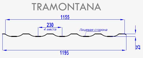Металлочерепица МП Трамонтана-M (PURMAN-20-5005-0.5) в Павловском Посаде