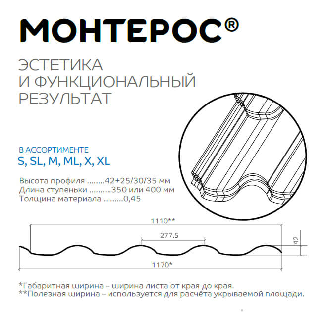 Профиль декоративный Монтерос-M (VikingMP-01-6007-0.45) в Павловском Посаде
