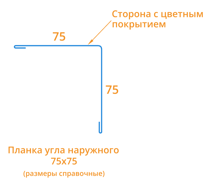 Планка угла наружного 75х75х3000 (ПЭ-01-1014-0.45) в Павловском Посаде