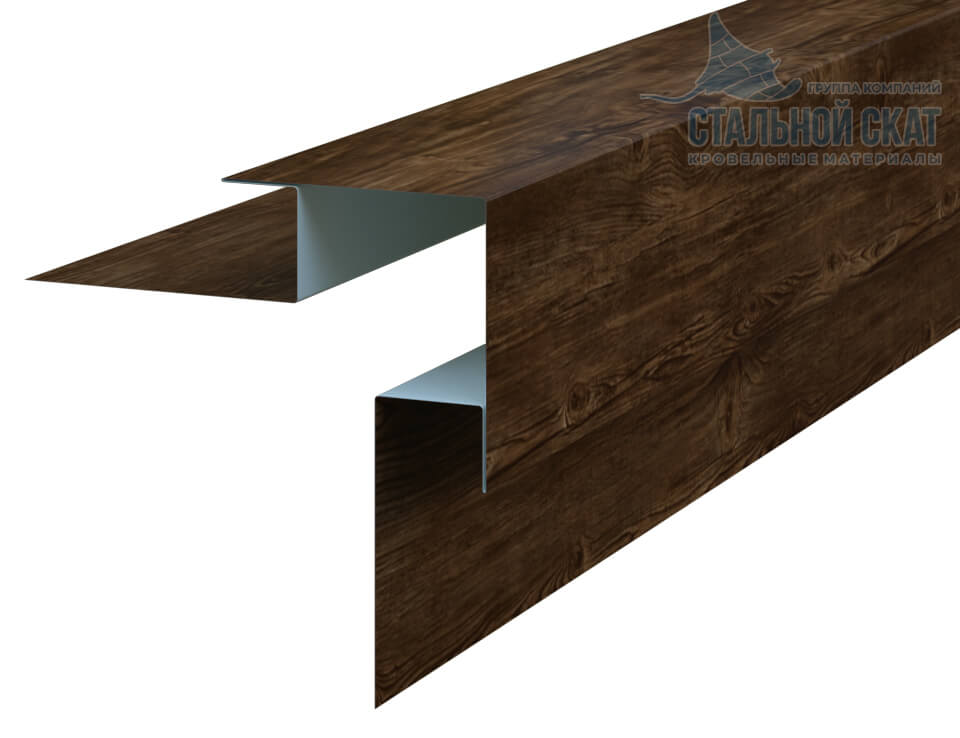 Планка угла наружного сложного Woodstock 75х75х3000 (ECOSTEEL_MA-01-МореныйДуб-0.5)